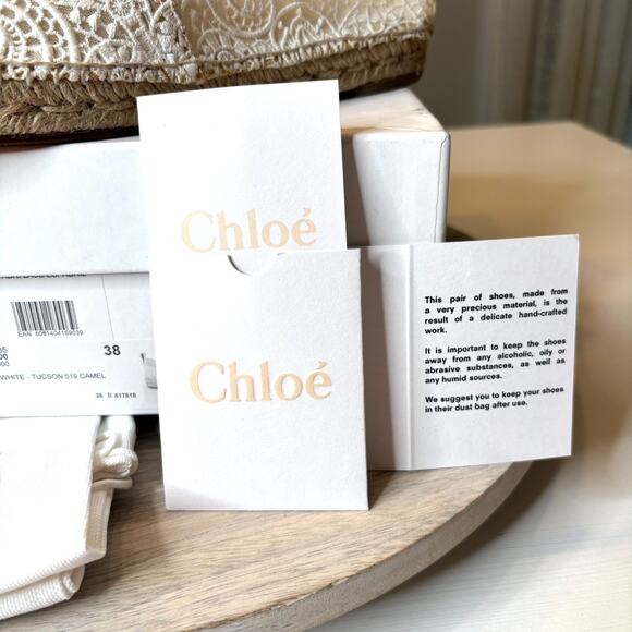 Chloé Fabri Lace Espadrilles White 38 Women's Designer Shoes NIB Box Dust Bag - Picture 5 of 13